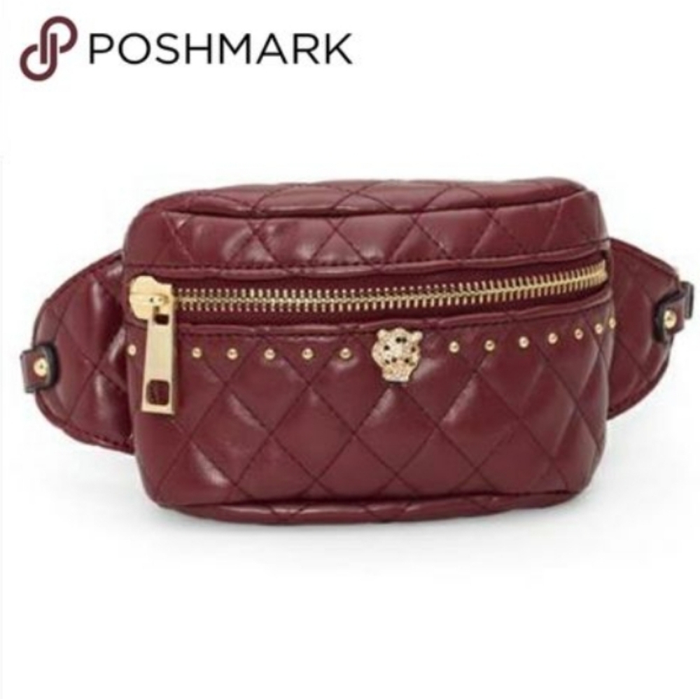 VENUS Burgundy Quilted Bag with Gold Details